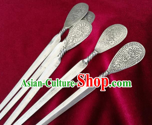 Chinese Traditional Miao Nationality Hair Accessories Flowers Hair Comb Hmong Carving Sliver Hairpins for Women