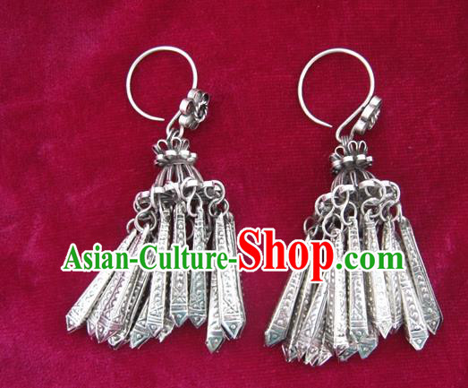 Traditional Chinese Miao Nationality Hair Accessories Hmong Female Folk Dance Hairpins Bracelet Sliver Necklace Headwear for Women