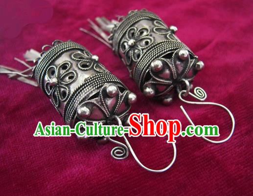 Traditional Chinese Miao Nationality Hair Accessories Hmong Female Folk Dance Hairpins Bracelet Sliver Necklace Headwear for Women
