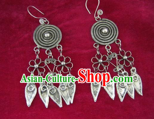 Traditional Chinese Miao Nationality Hair Accessories Hmong Female Folk Dance Hairpins Bracelet Sliver Necklace Headwear for Women
