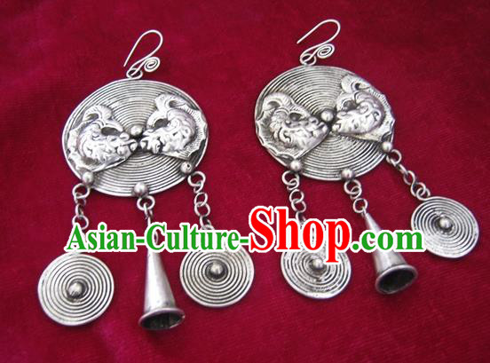Traditional Chinese Miao Nationality Hair Accessories Hmong Female Folk Dance Hairpins Bracelet Sliver Necklace Headwear for Women