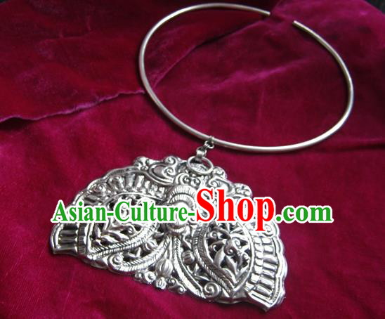 Traditional Chinese Miao Nationality Hair Accessories Hmong Female Folk Dance Hairpins Bracelet Sliver Necklace Headwear for Women