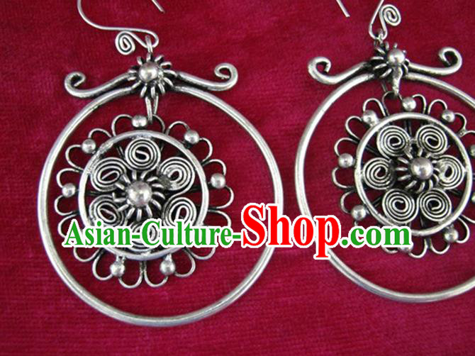 Traditional Chinese Miao Nationality Hair Accessories Hmong Female Folk Dance Hairpins Bracelet Sliver Necklace Headwear for Women
