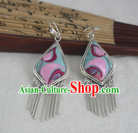Traditional Chinese Miao Nationality Hair Accessories Hmong Female Folk Dance Hairpins Bracelet Sliver Necklace Headwear for Women