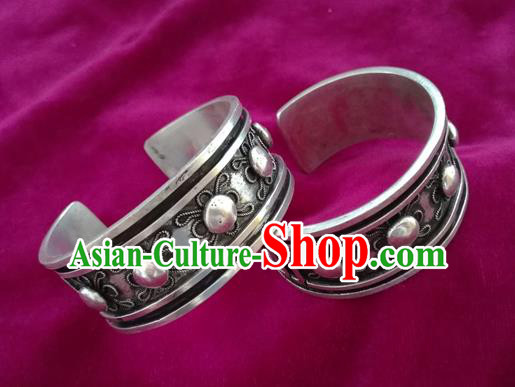 Traditional Chinese Miao Nationality Hair Accessories Hmong Female Folk Dance Hairpins Bracelet Sliver Necklace Headwear for Women