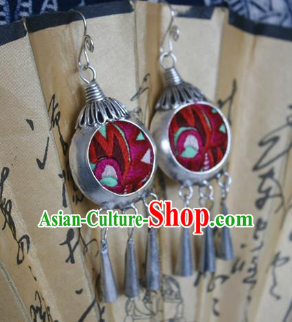 Traditional Chinese Miao Nationality Hair Accessories Hmong Female Folk Dance Hairpins Bracelet Sliver Necklace Headwear for Women