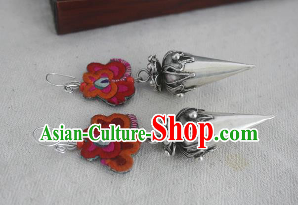 Traditional Chinese Miao Nationality Hair Accessories Hmong Female Folk Dance Hairpins Bracelet Sliver Necklace Headwear for Women