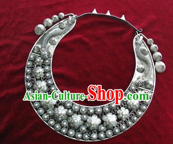 Traditional Chinese Miao Nationality Hair Accessories Hmong Female Folk Dance Hairpins Bracelet Sliver Necklace Headwear for Women