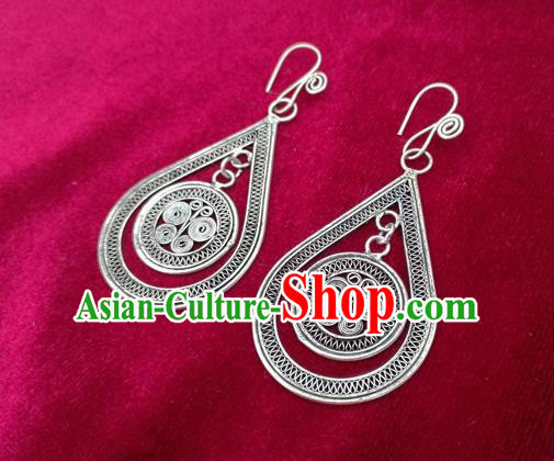 Traditional Chinese Miao Nationality Hair Accessories Hmong Female Folk Dance Hairpins Bracelet Sliver Necklace Headwear for Women