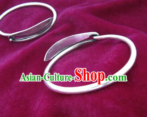 Traditional Chinese Miao Nationality Hair Accessories Hmong Female Folk Dance Hairpins Bracelet Sliver Necklace Headwear for Women