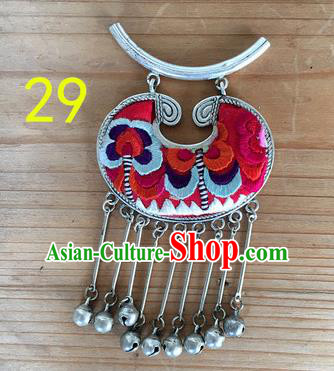 Chinese Traditional Miao Sliver Longevity Lock Hmong Ornaments Accessories Minority Necklace Pendant for Women