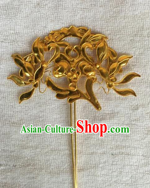Traditional Chinese Miao Nationality Golden Hairpins Hair Accessories for Women