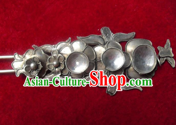 Traditional Chinese Miao Nationality Hair Accessories Hmong Female Folk Dance Hairpins Bracelet Sliver Necklace Headwear for Women