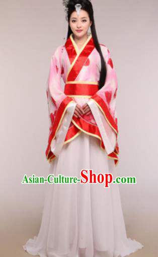 Traditional Chinese Ancient Palace Lady Costume Han Dynasty Princess Red Hanfu Dress for Women