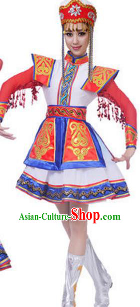 Traditional Chinese Mongolian Princess Ethnic Clothing, China Mongols Minority Folk Dance Costume for Women