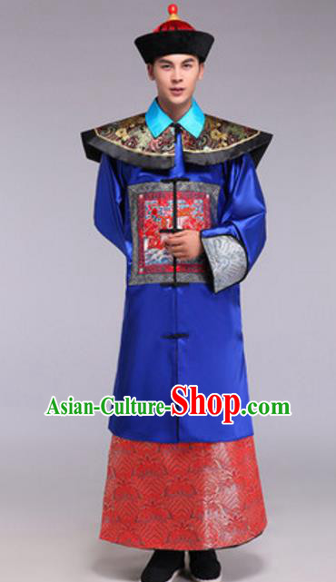 Traditional Chinese Ancient General Costume Qing Dynasty Minister Historical Clothing for Men