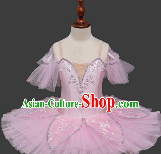 Top Grade Modern Dance Costume Ballet Ballerina Dance Pink Bubble Dress for Women