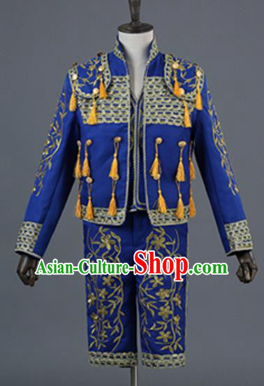 Top Grade European Traditional Court Costumes England Prince Blue Suits for Men