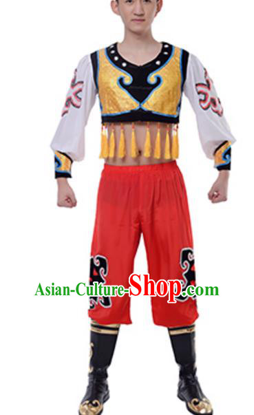 Traditional Chinese Mongols Nationality Swan Goose Dance Clothing, China Mongolian Minority Ethnic Costume for Men