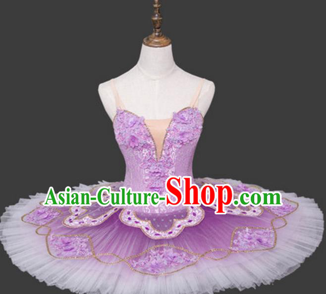 Top Grade Ballet Costume Lilac Bubble Dress Ballerina Dance Tu Tu Dancewear for Women