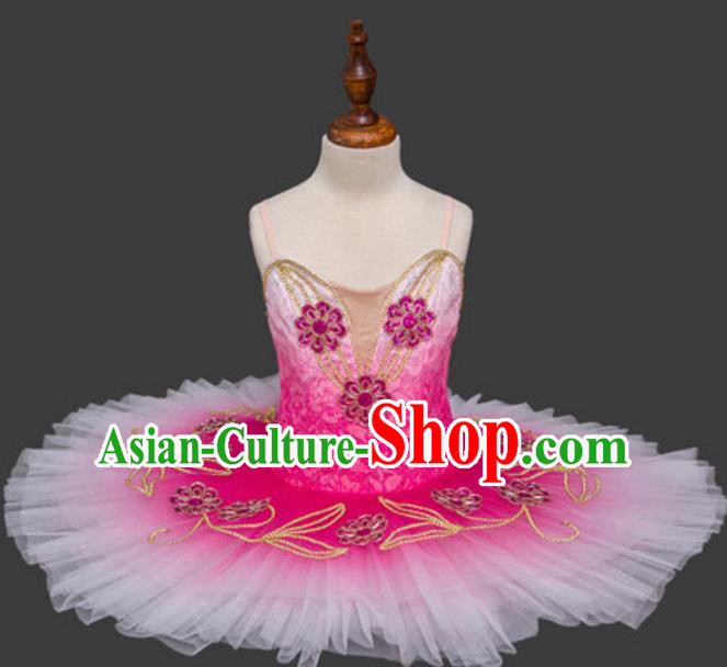 Top Grade Ballet Dance Costume Rosy Bubble Dress Ballerina Skirt Tu Tu Dancewear for Women