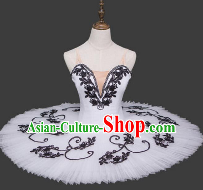 Top Grade Ballet Dance Costume White Dress Bubble Ballerina Skirt Tu Tu Dancewear for Women