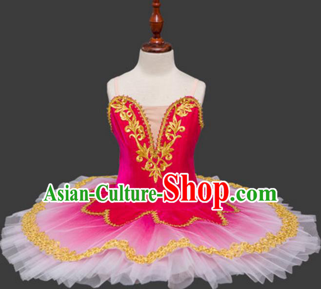 Top Grade Ballet Swan Dance Costume Rosy Veil Dress Ballerina Skirt Tu Tu Dancewear for Women