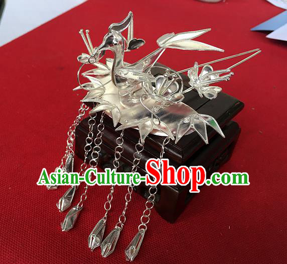 Chinese Traditional Ancient Queen Phoenix Tassel Step Shake Hairpins Hair Accessories for Women