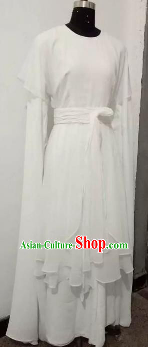 Chinese Traditional Beijing Opera Actress Costumes China Peking Opera Young Lady White Dress for Adults