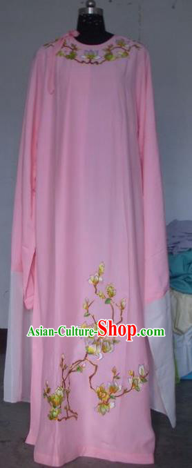 Chinese Traditional Beijing Opera Scholar Costumes Niche Embroidered Printing Mangnolia Pink Robe for Adults