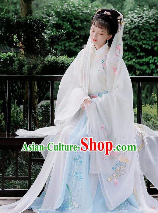 Chinese Ancient Jin Dynasty Princess Hanfu Dress Embroidered Costumes Complete Set for Women