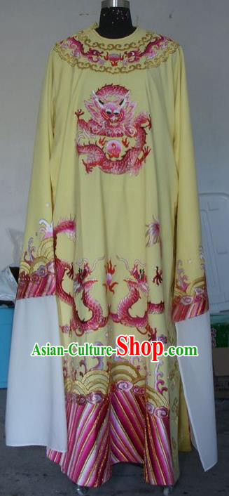 Chinese Traditional Shaoxing Opera Prince Embroidered Dragon Yellow Robe Peking Opera Niche Costumes for Adults