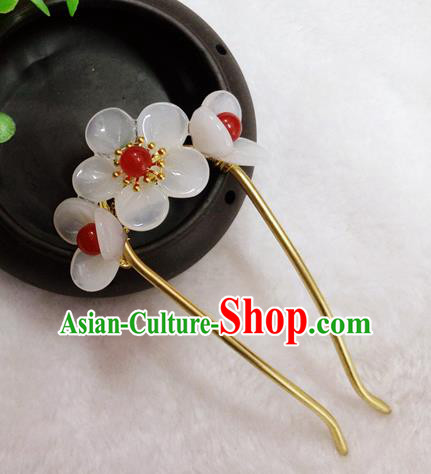 Chinese Traditional Hair Accessories Ancient Bride Hairpins White Flowers Hair Clip for Women