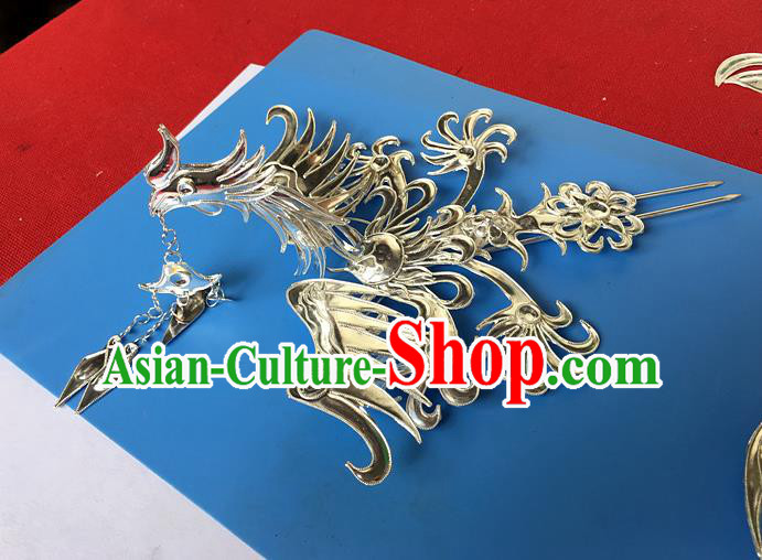 Chinese Traditional Ancient Bride Frontlet Phoenix Hair Clip Hanfu Hairpins Hair Accessories for Women