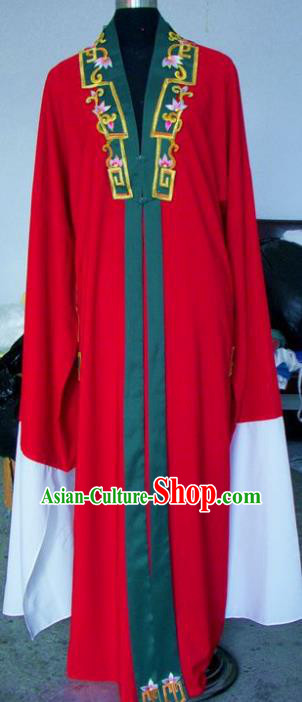 Chinese Traditional Shaoxing Opera Scholar Red Cloak Peking Opera Niche Embroidered Costumes for Adults
