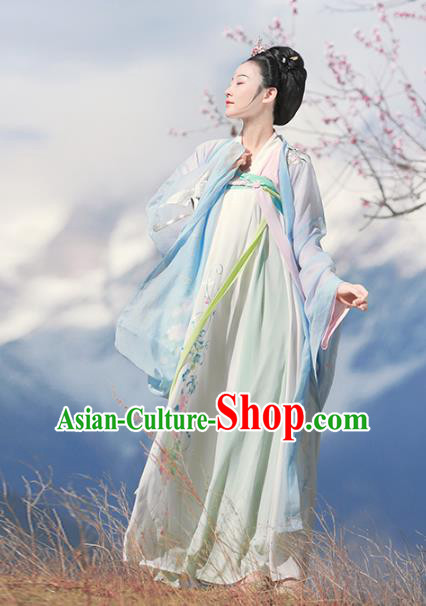 Chinese Ancient Tang Dynasty Palace Lady Hanfu Dress Embroidered Costumes Complete Set for Women