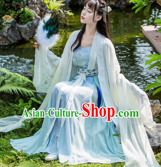 Chinese Ancient Palace Lady Hanfu Han Dynasty Imperial Concubine Queen Embroidered Historical Costumes