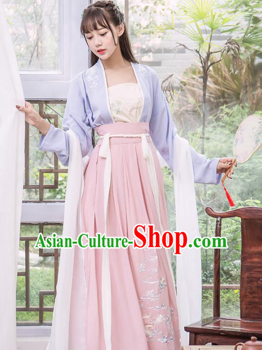 Chinese Traditional Song Dynasty Nobility Lady Costumes Ancient Peri Hanfu Dress for Women