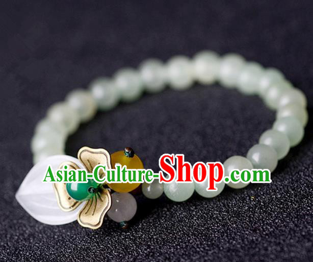 Chinese Traditional Jewelry Accessories Ancient Palace Hanfu Jade Flower Bracelet for Women