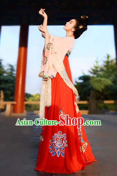 Chinese Ancient Palace Lady Hanfu Han Dynasty Imperial Concubine Queen Embroidered Historical Costumes