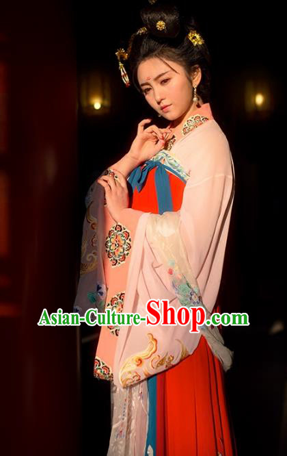 Chinese Ancient Palace Lady Hanfu Han Dynasty Imperial Concubine Queen Embroidered Historical Costumes