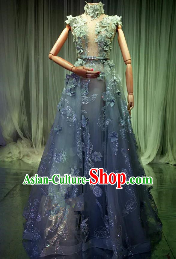 Top Grade Models Catwalks Costume Full Dress Stage Performance Compere Clothing for Women