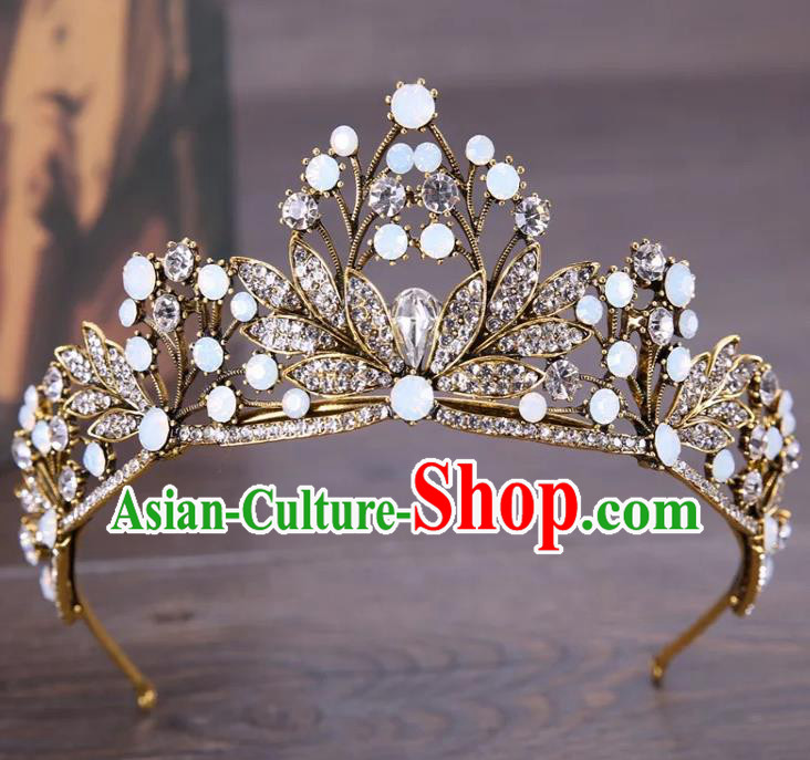 Top Grade Children Stage Performance Hair Accessories Crystal Leaf Royal Crown Headwear for Kids