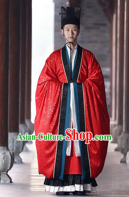 Chinese Tang Dynasty Wedding Costumes Ancient Bridegroom Embroidered Hanfu Clothing for Men
