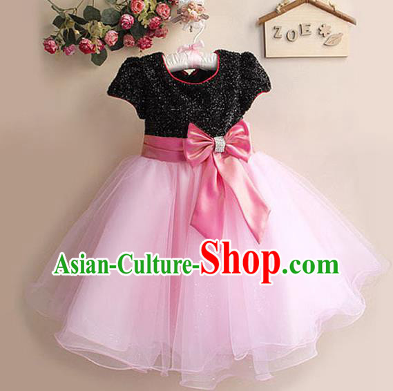 Children Modern Dance Pink Bubble Dress Stage Performance Compere Catwalks Costume for Kids