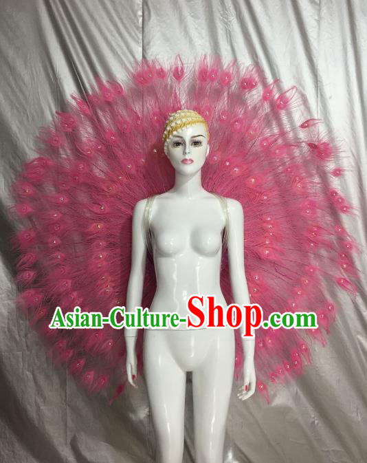 Top Grade Brazilian Samba Dance Props Rio Carnival Pink Feather Angel Wings for Women