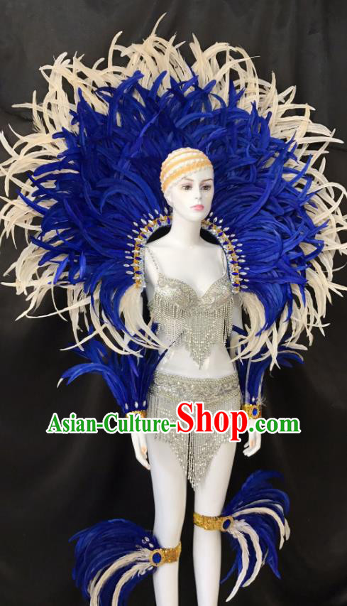 ZUCKER Feather Brazil Carnival Costume Samba Wing Set - Blue
