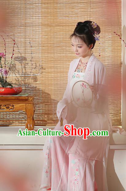 Ancient Chinese Female Embroidered Costume Song Dynasty Beauty Hanfu Clothing for Rich Women