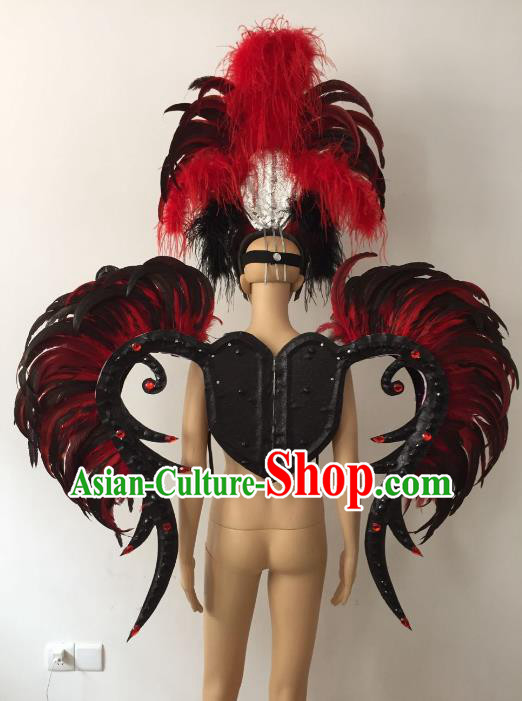 Top Grade Stage Performance Brazilian Carnival Feather Wings Miami Feathers Deluxe Wings Headwear Mask for Women