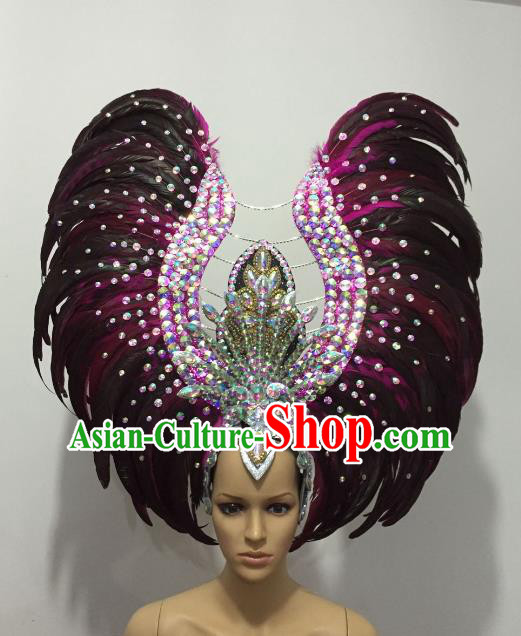 Brazilian Rio Carnival Samba Dance Deluxe Feather Headdress Stage Performance Hair Accessories for Women
